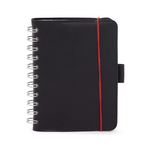 Caderneta Personalizada De Couro Sintético na cor preto
