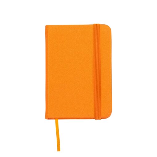 Mini Caderneta Sintética Brilhante | Brinde Personalizado na cor laranja