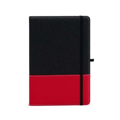 Caderno Para Brindes A5 Poliéster - vermelho com detalhes em preto