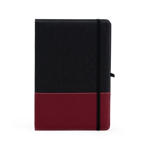Caderno Promocional A5 Poliéster - vermelho com detalhes em preto