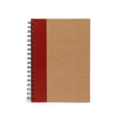 Caderno Com Logo Capa Kraft Laminada - kraft com detalhes em vermelho