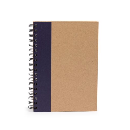 Caderno Personalizado Capa Kraft Laminada - kraft com detalhes em azul