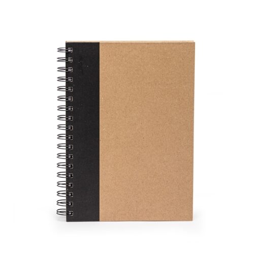 Caderno Promocional Capa Kraft Laminada - kraft com detalhes em preto