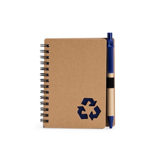 Caderno Para Brindes Ecológico Com Caneta - bege com detalhes em azul