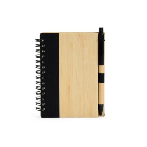 Caderno Personalizado Ecológico Com Caneta - bege com detalhes em preto