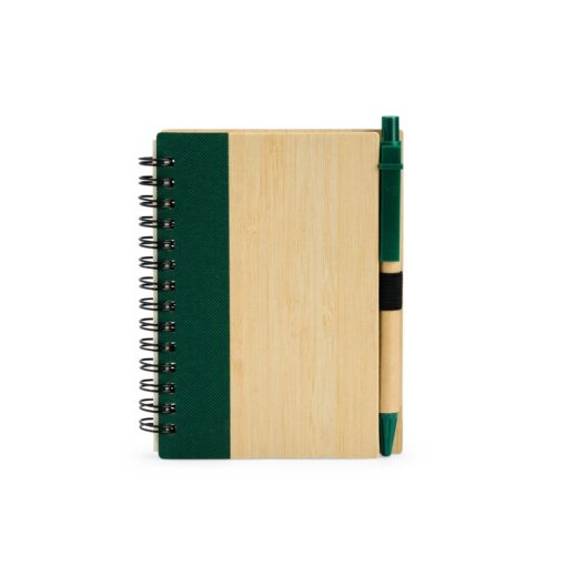 Caderno Com Logo Ecológico Com Caneta - bege com detalhes em verde