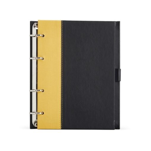 Caderno Personalizado Couro Sintético - Preto/Amarelo