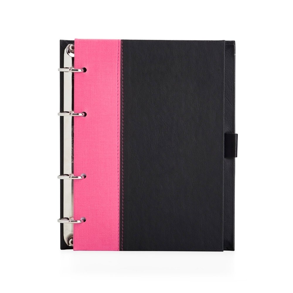 CADERNO FICHÁRIO DE COURO SINTÉTICO SPX-14953 NA COR PRETO