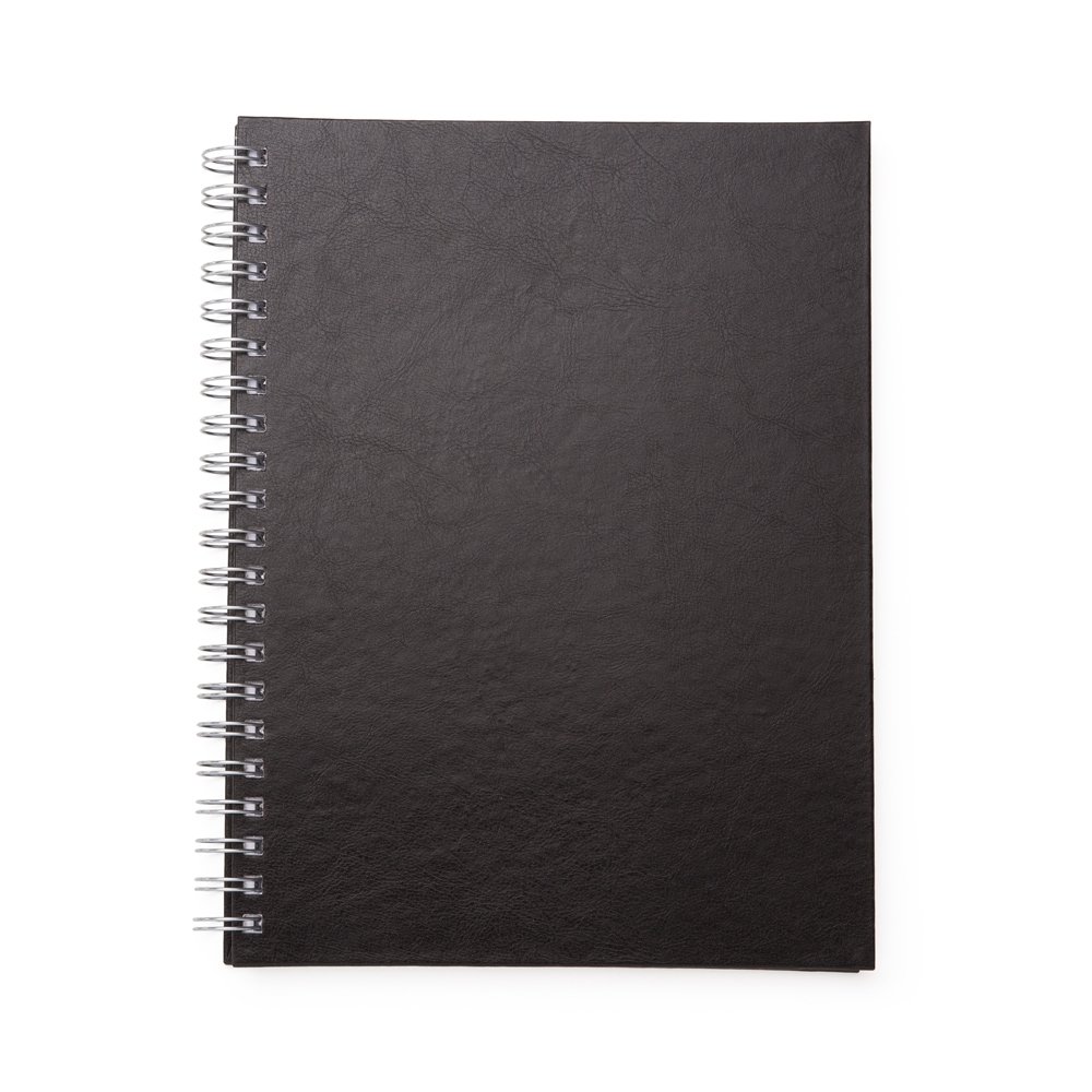 CADERNO C/ CAPA DE COURO SINTÉTICO 21 X 28 CM  SPX-13603 NA COR PRETO