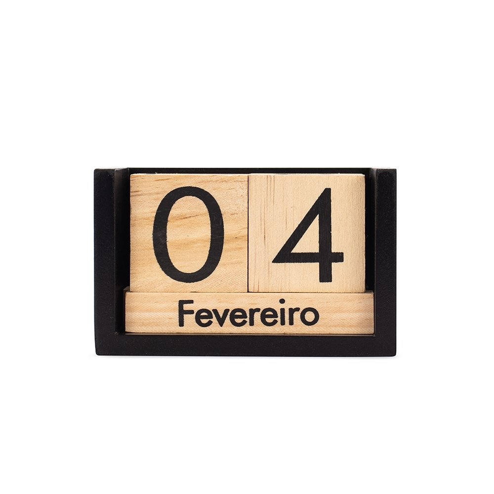 CALENDÁRIO PERMANENTE MADEIRA SPX-15251 NA COR PRETO