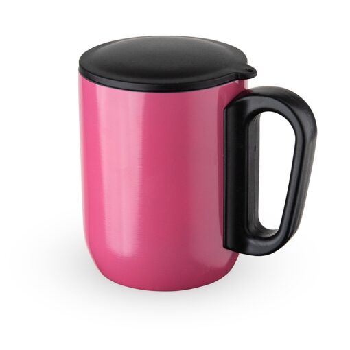 Caneca Para Brindes Inox Parede Dupla 230Ml na cor rosa
