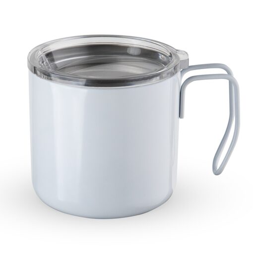 Caneca Personalizada Inox Parede Dupla 350Ml na cor branco