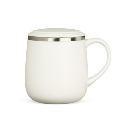 Caneca Personalizada Plástica 370Ml - Branco/Inox