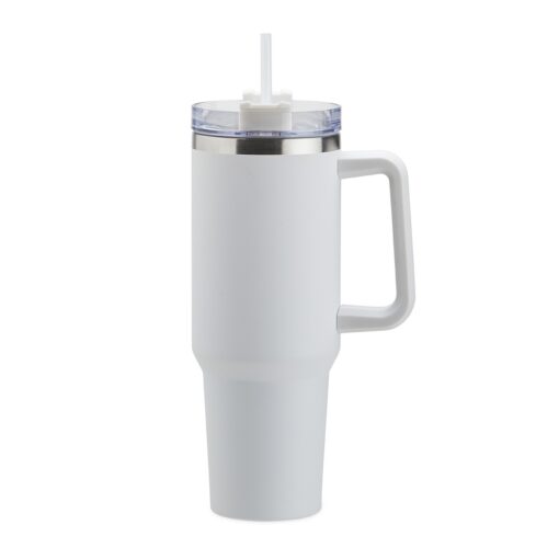Caneca Personalizada Térmica 1,2L - branco com detalhes em inox