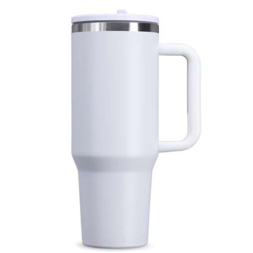Caneca Promocional Térmica 1,2L - branco com detalhes em inox