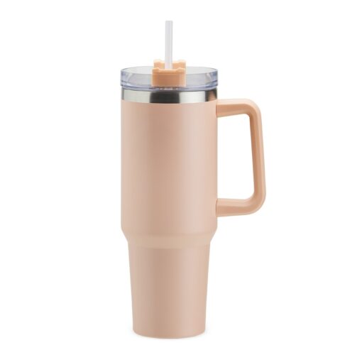 Caneca Promocional Térmica 1,2L - rosa com detalhes em inox
