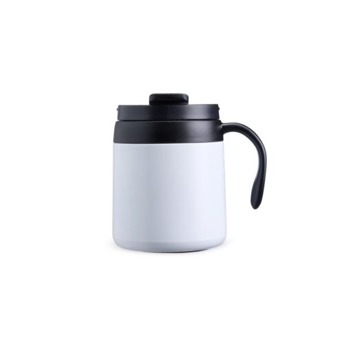 Caneca Para Brindes Térmica 350Ml - branco com detalhes em preto