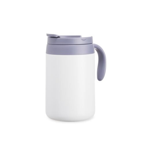 Caneca Personalizada Térmica 500Ml - branco com detalhes em cinza