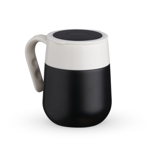 Caneca Personalizada Térmica Inox 500Ml Com Display LED - preto com detalhes em branco