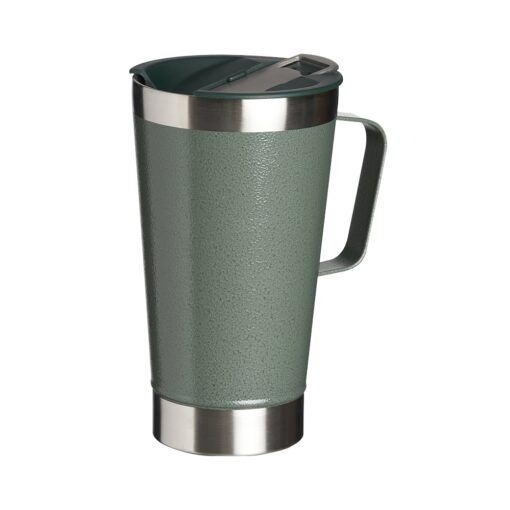 Caneca Com Logo Térmica 500Ml *Lisa C/ Abridor - verde com detalhes em inox
