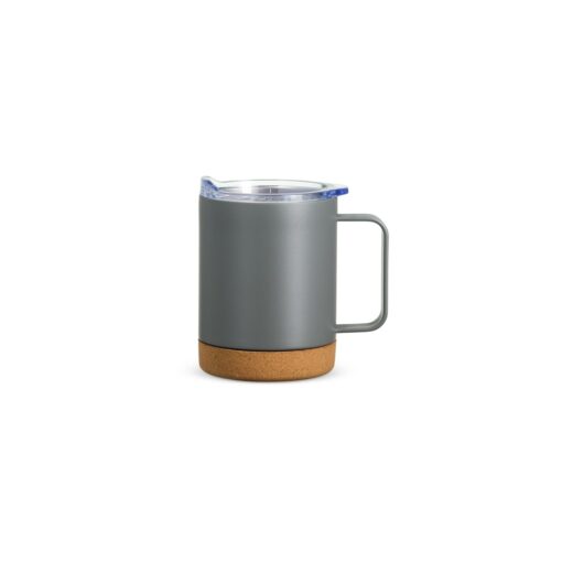 Caneca Personalizada Térmica Com Cortiça De 400Ml - chumbo com detalhes em bege