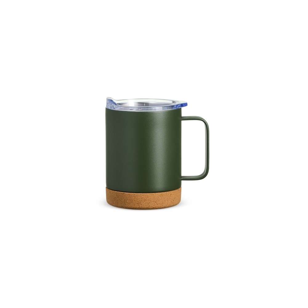 CANECA TÉRMICA COM CORTIÇA DE 400ML SPX-18838 NA COR VERDE