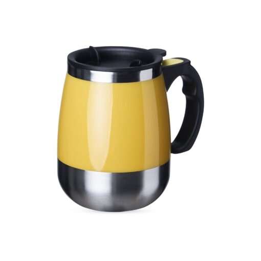 Caneca Personalizada Com Misturador 350Ml - amarelo com detalhes em inox