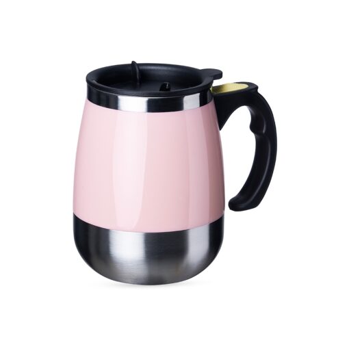 Caneca Promocional Com Misturador 350Ml na cor rosa