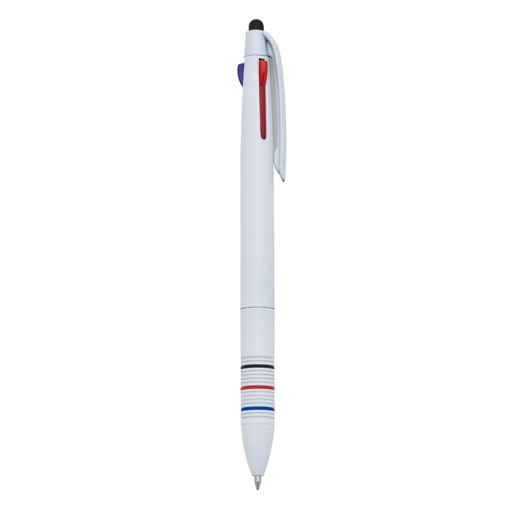 CANETA PLÁSTICA C/ 3 CORES E PONTA TOUCH  SPX-13362B NA COR BRANCO