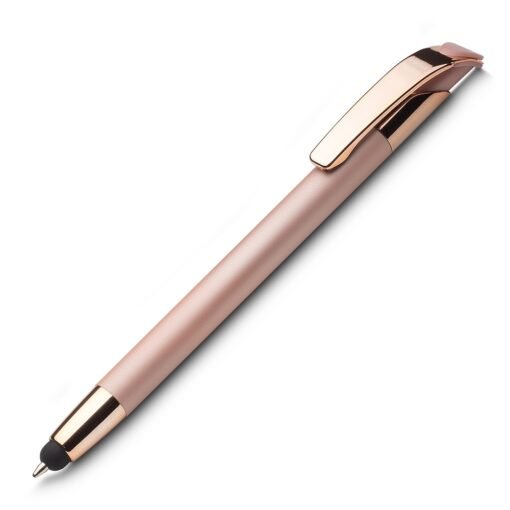 Caneta Personalizada Alumínio Touch Screen na cor rosa