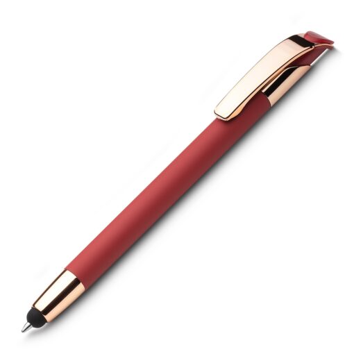 Caneta Personalizada Para Empresas Alumínio Touch Screen na cor vermelho