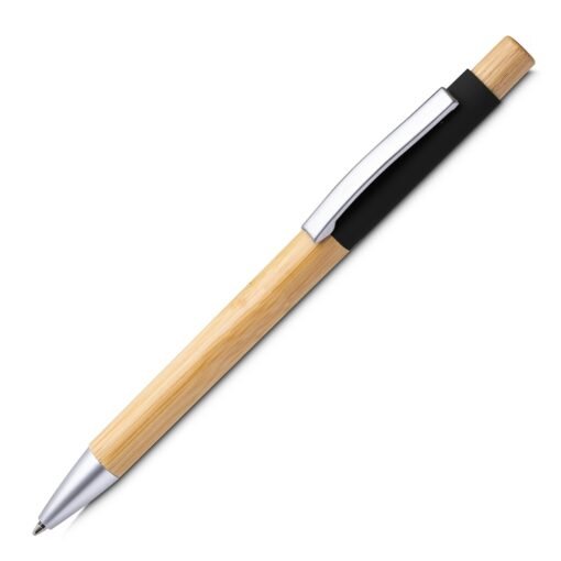 Caneta Para Brindes Alumínio E Bambu na cor preto