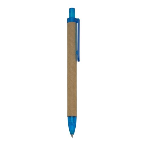 Caneta Personalizada Ecológica - kraft com detalhes em azul