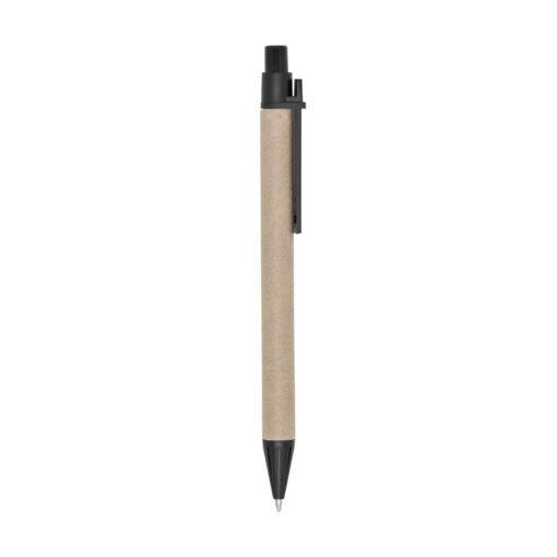 Caneta Com Logo Ecológica C/ Clip Plástico na cor preto