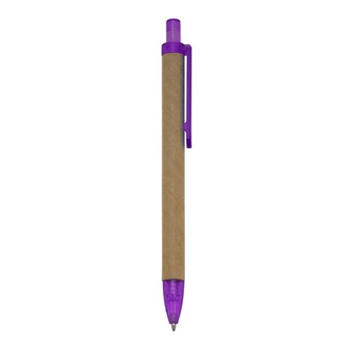 Caneta Para Brindes Ecológica - kraft com detalhes em roxo