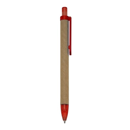Caneta Personalizada Ecológica - kraft com detalhes em vermelho