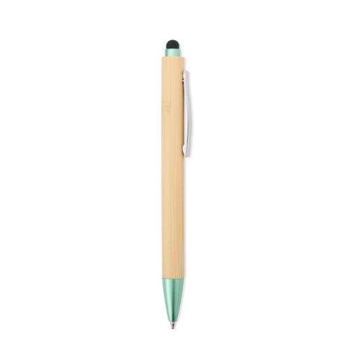 Caneta Promocional Ecológica Touch - bambu com detalhes em verde