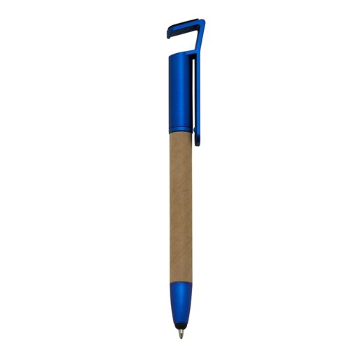 Caneta personalizada ecológica base p/ celular na cor azul
