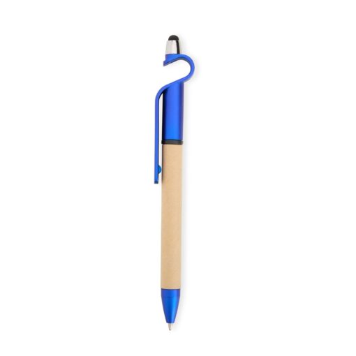 Caneta Personalizada Para Empresas Ecológica Touch Com Suporte na cor azul