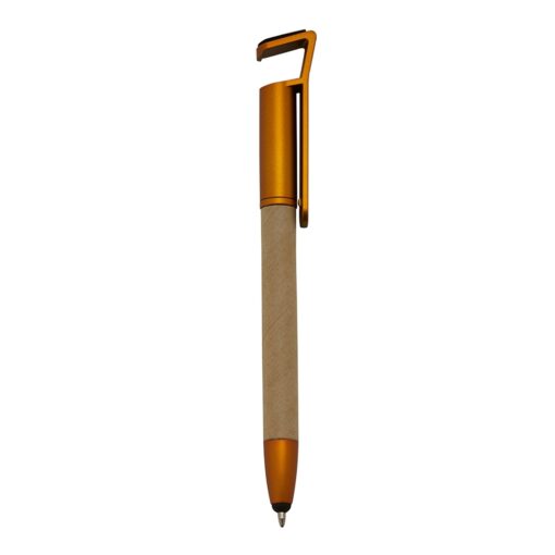 Caneta personalizada ecológica base p/ celular na cor dourado