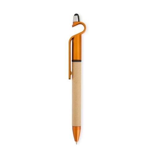 CANETA ECOLÓGICA TOUCH COM SUPORTE SPX-13499P-LAR NA COR LARANJA