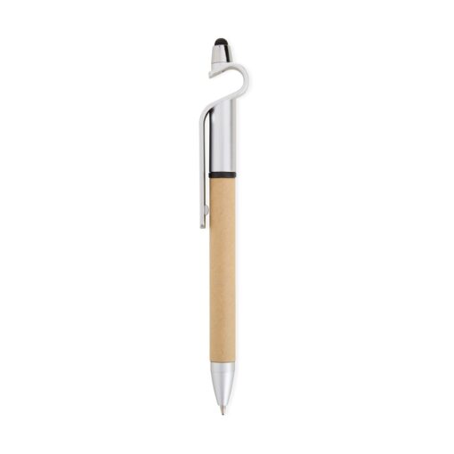 Caneta Com Logo Ecológica Touch Com Suporte na cor prata
