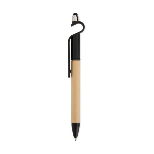 Caneta Personalizada Ecológica Touch Com Suporte na cor preto