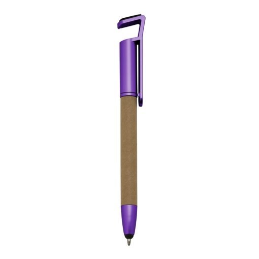 Caneta personalizada ecológica base p/ celular na cor roxo