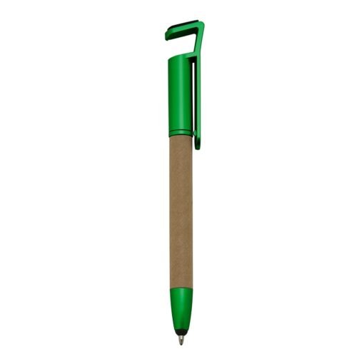 Caneta personalizada ecológica base p/ celular na cor verde