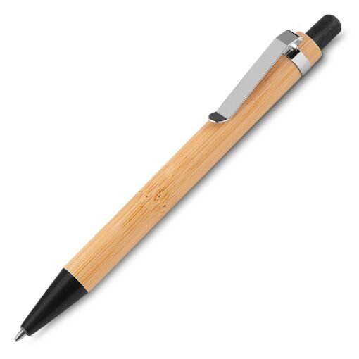 Caneta Ecológica De Bambu Laranja E Preto