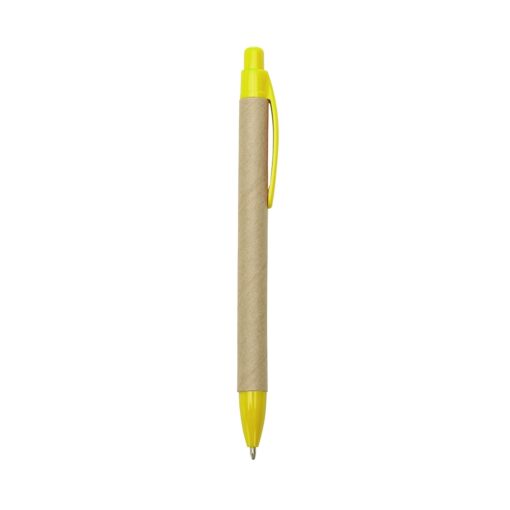 Caneta Personalizada Para Empresas Ecológica Det. Plástico na cor amarelo