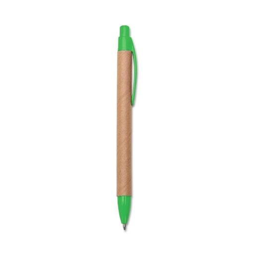 Caneta Para Brindes Ecológica Det. Plástico - kraft com detalhes em verde