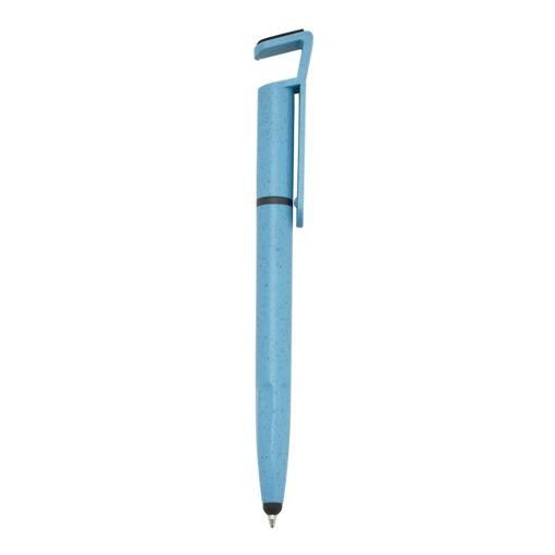 Caneta Com Logo Fibra De Bambu na cor azul