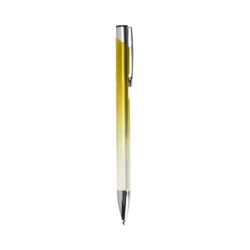 Caneta Personalizada Metálica - Prata/Amarelo